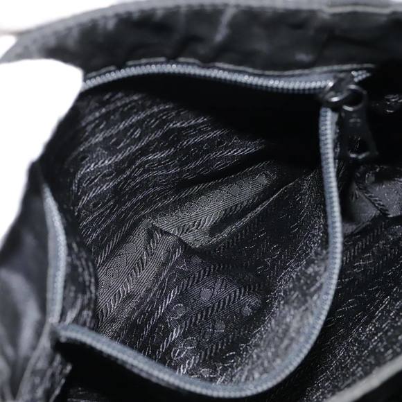 PRADA Hand Bag Nylon Black Gold Auth 90752 - Picture 11 of 16